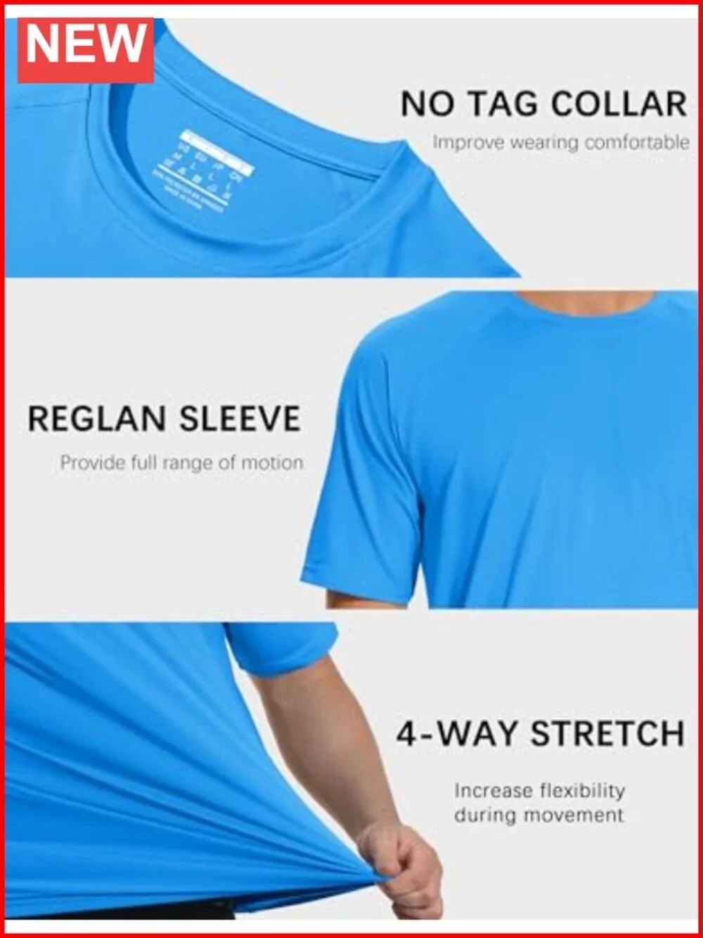 Men's UPF 50+ Sun Protection Shirt Quick Dry Athletic T-Shirt Rash Guard